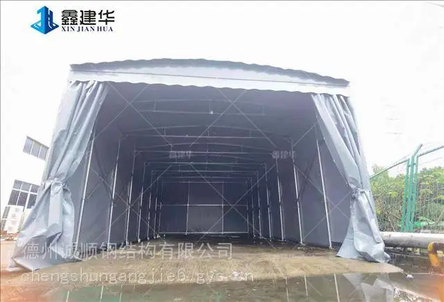 广东电动雨棚推拉雨蓬仓储堆货雨棚生产厂家