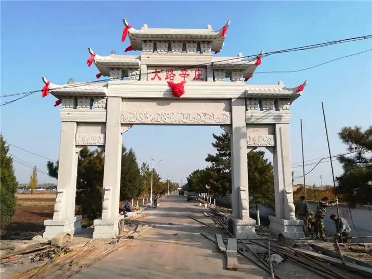 湖南湘西州凤凰县墓地青石牌坊农村单门牌楼制作嘉祥石雕