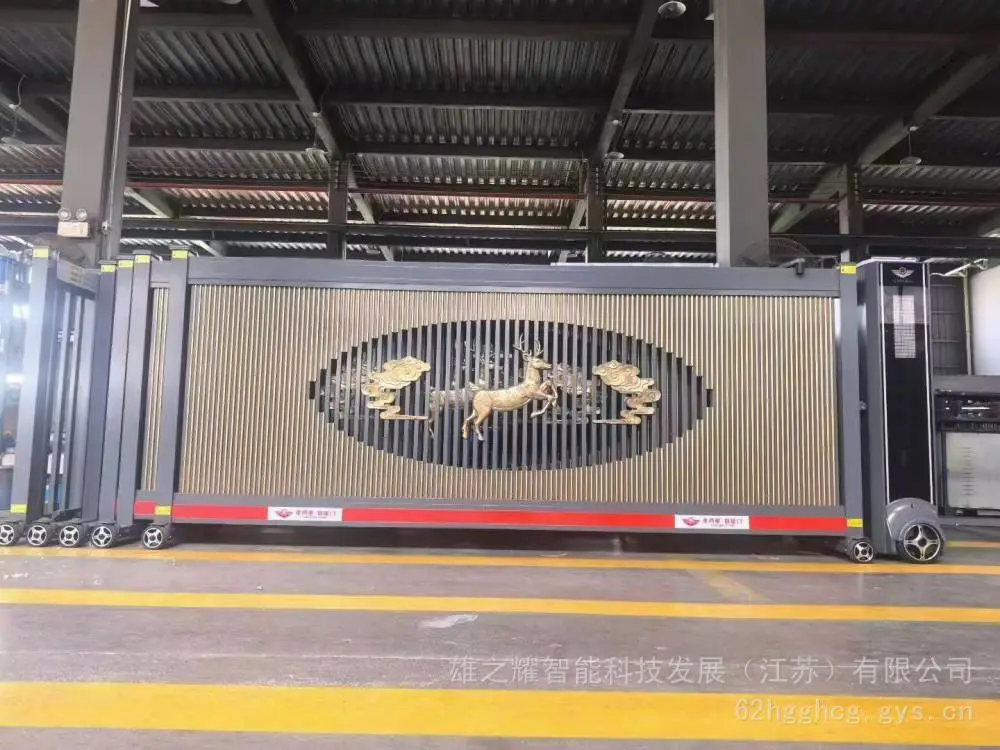 全国供应财门启功直线门段滑门悬浮门铝合金悬空平移段滑门不锈钢伸缩门隔离围栏手推伸缩栅栏护栏防盗安全金