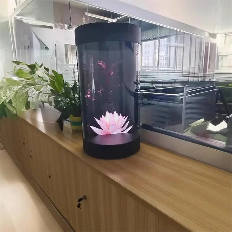 圆柱形全息仓 展示柜 裸眼3d虚拟AI数字人讲解员 投影透明屏 展厅设备