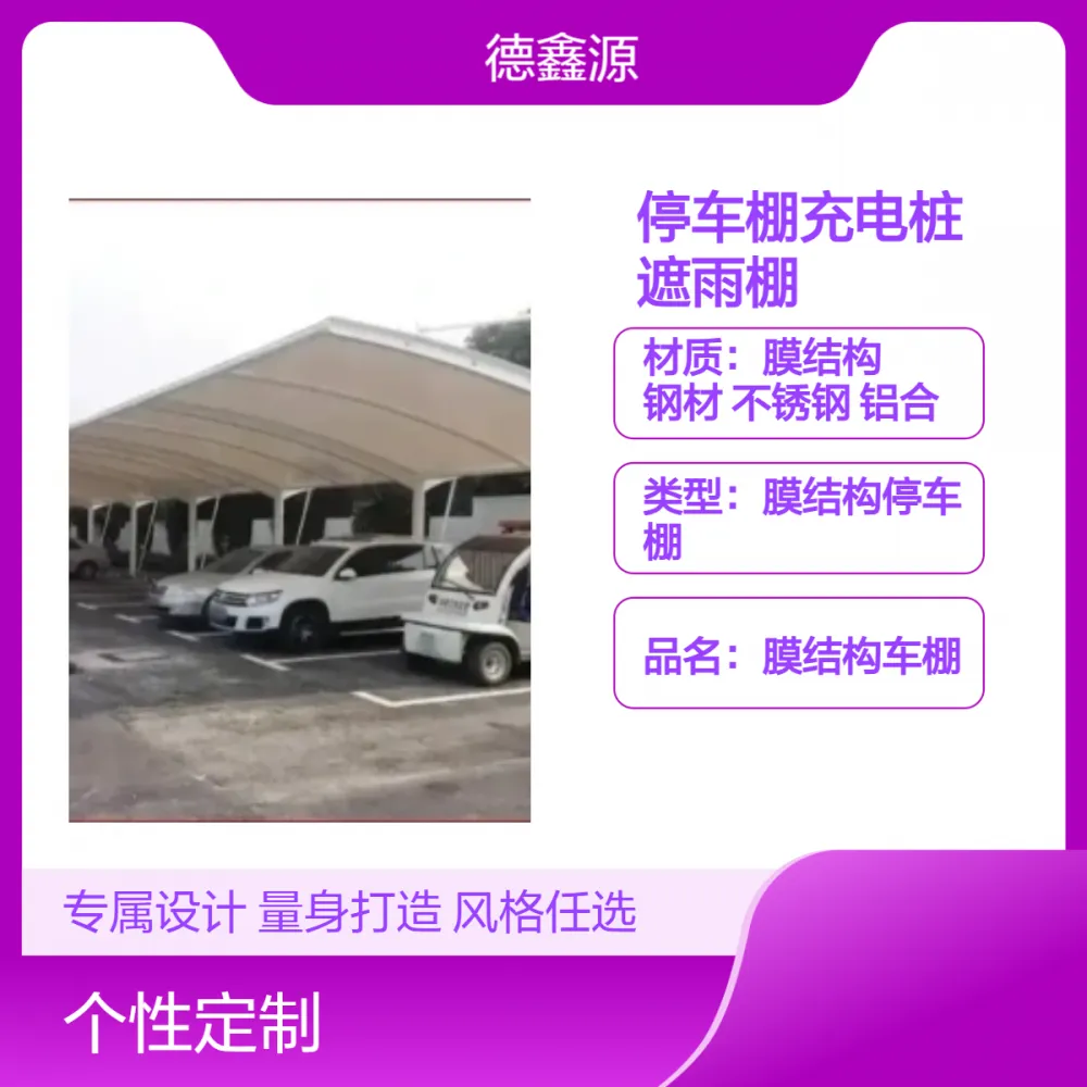 定制耐用美观停车棚充电桩单车棚 膜结构遮雨棚 专业团队打造