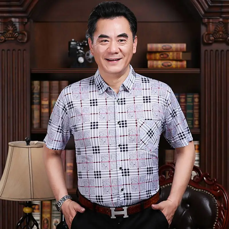 短袖中年男装夏季条纹义乌小商品批发进货网浙江台州格子条纹休闲大码