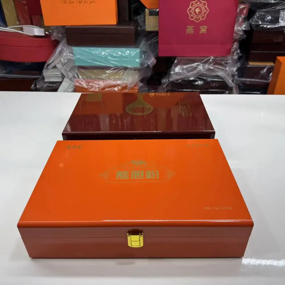 黑色烤漆木盒 熊胆粉木盒包装 清心丸木盒包装 白酒木盒定做