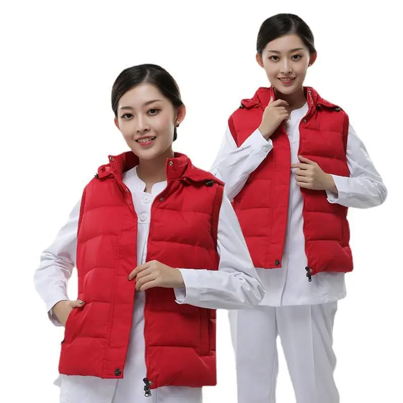 羽绒服加厚护士冬季值班外穿保暖马甲医院导诊棉袄