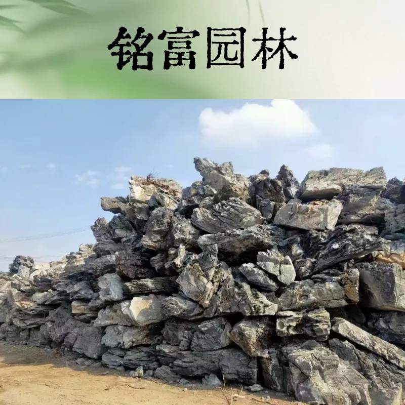 1-2吨的大英石适合大型假山或者草坪点缀，这种大块的英 德石