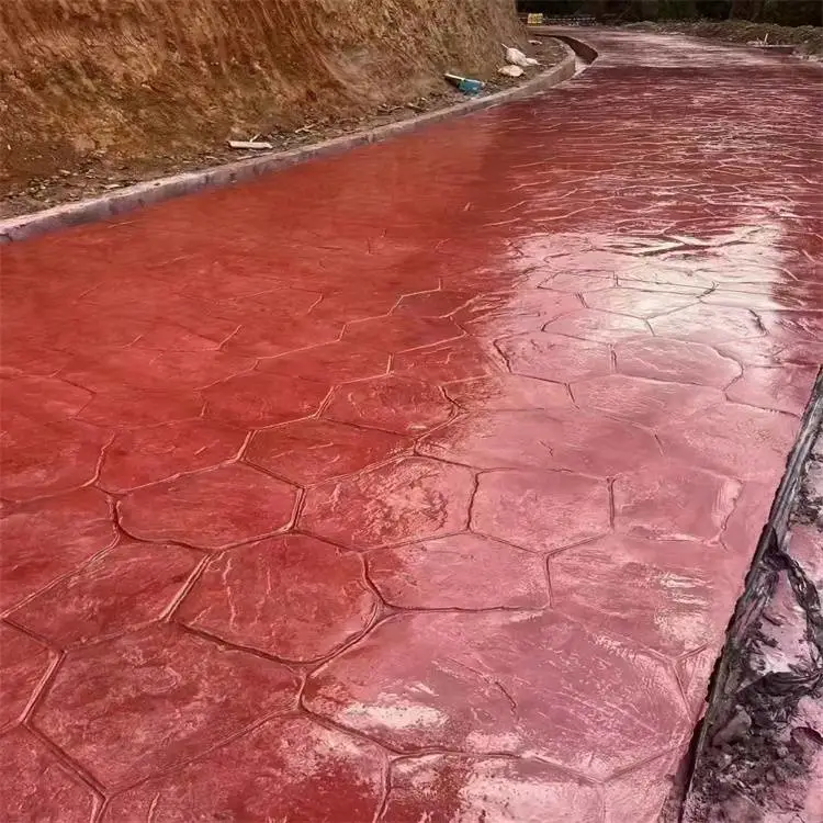街道人行道彩色水泥压花地面修补材料仿木纹压花地坪模具厂家