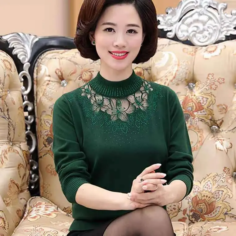 山西运城中年妇女长袖地摊毛衣好看的衣服批发网那找地摊货源圆领男装上衣