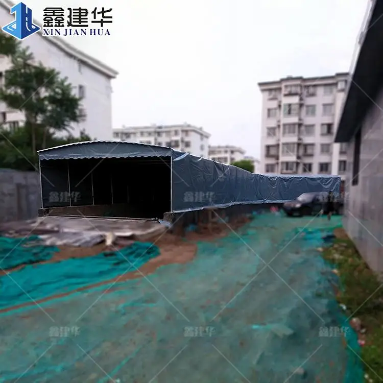 厦门膜结构促销棚电动控制棚悬空电动雨棚