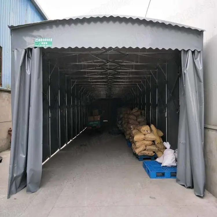 淄博周村电动推拉棚移动仓库雨棚当地厂家
