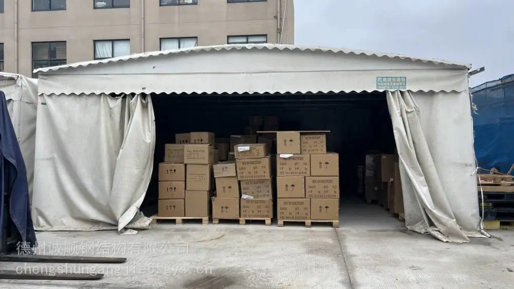 兰州膜结构推拉仓储棚防雨布帐篷双轨道雨棚