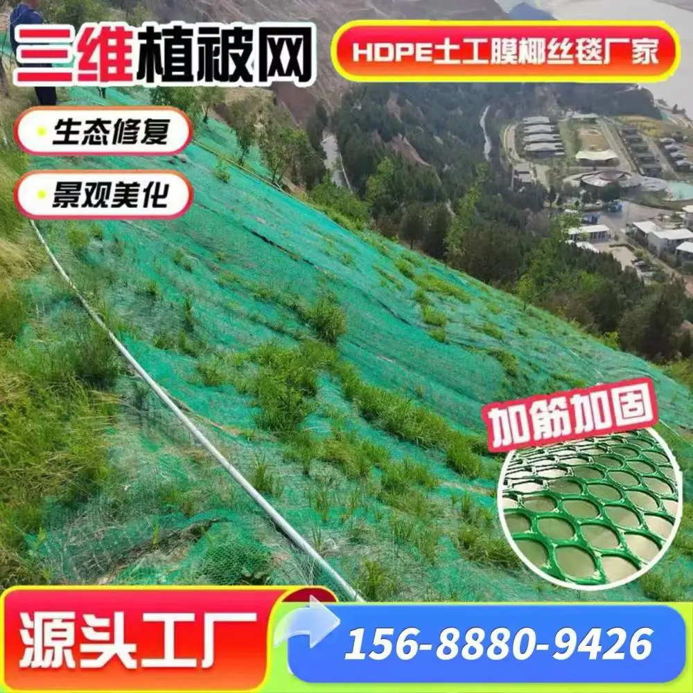 防护三维网EM5型NSS1.5（2-1）PE三维土工网垫加固坡面坍塌问题