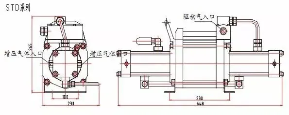 气体增压泵STD结构图 气体增压泵STD结构图