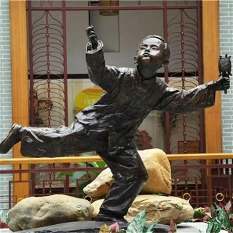 放风筝主题雕塑 儿童放纸鸢雕塑校园广场景观摆件