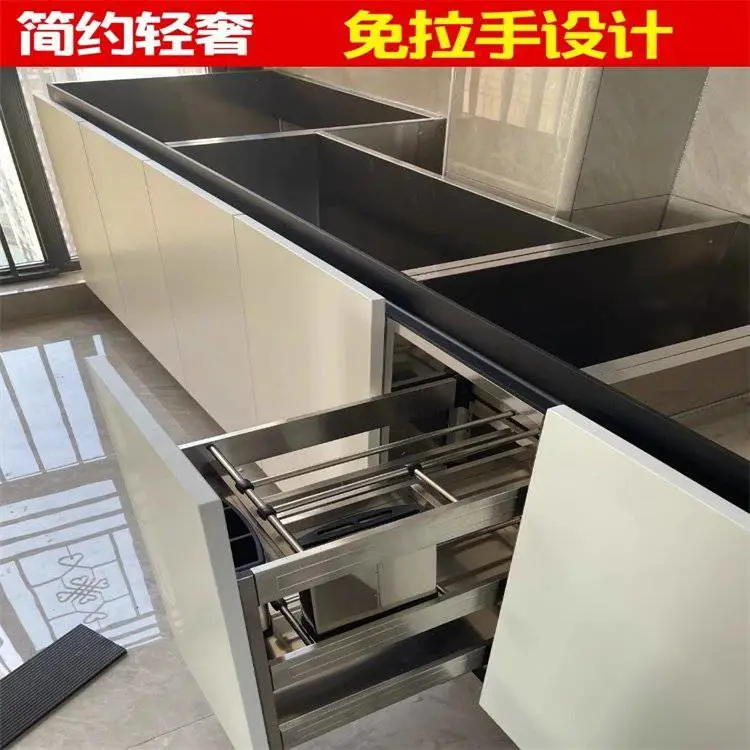 北 京轻奢不锈钢一体橱柜现代家居厨房灶台地柜吊柜组合安装安心购