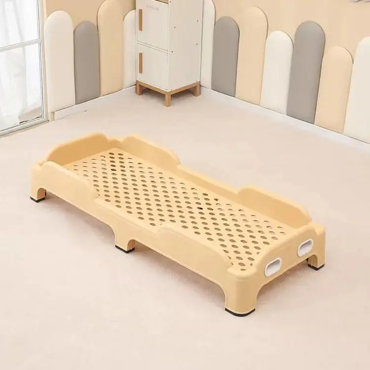 幼儿园专用午睡塑料床托管单人注塑一体叠叠床儿童简易午休床