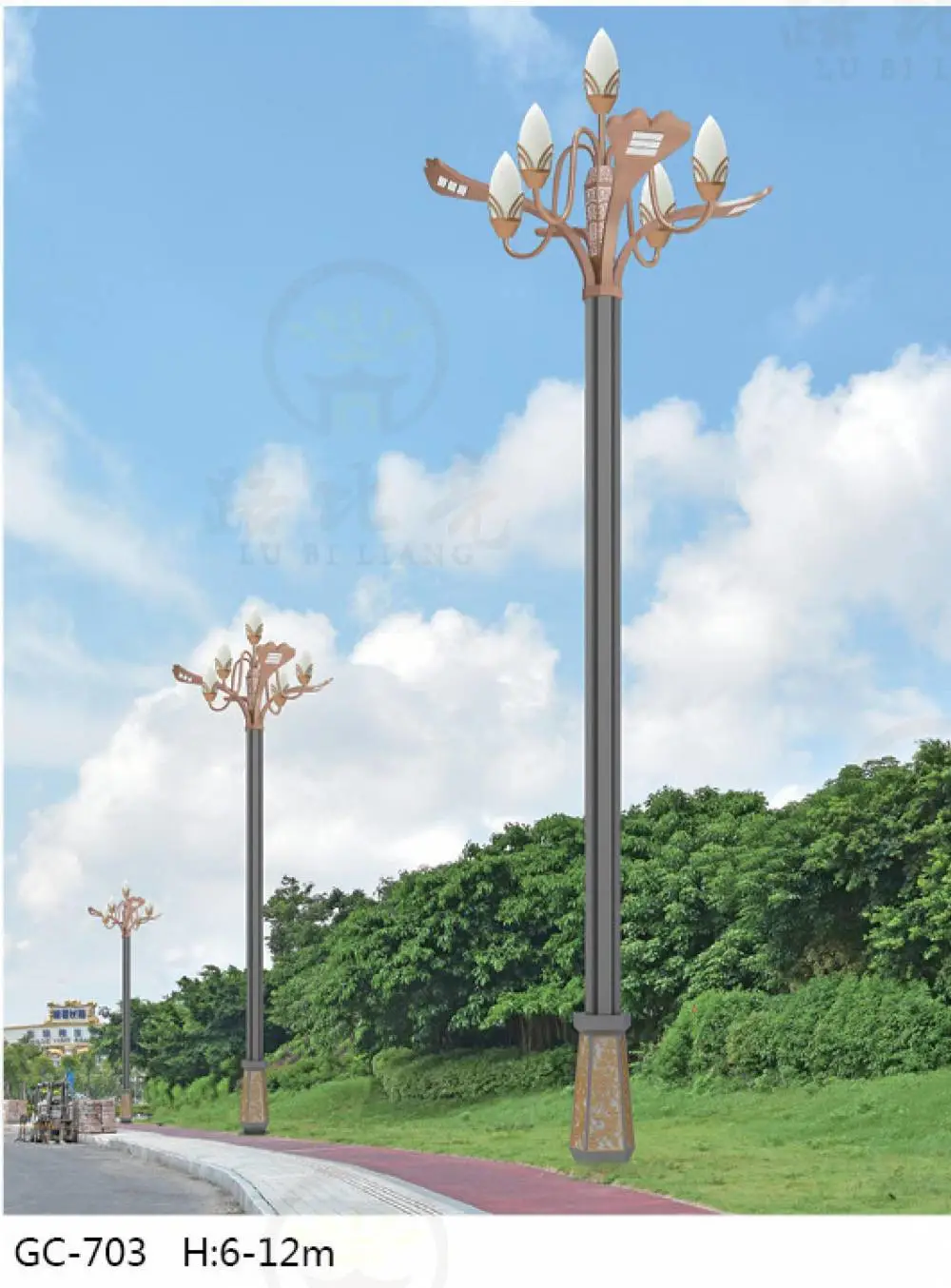 景观灯庭院灯中式灯笼造型LED暖光花园灯含灯杆底座