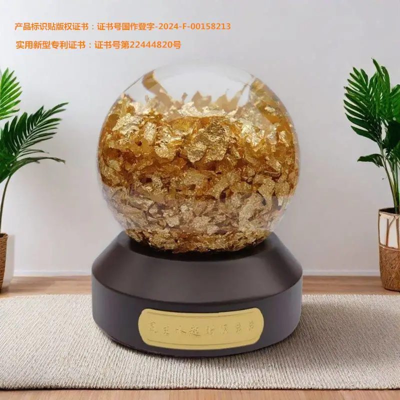 家居摆饰礼品厂家批发定制金箔旋转水晶球款式新颖质量可靠
