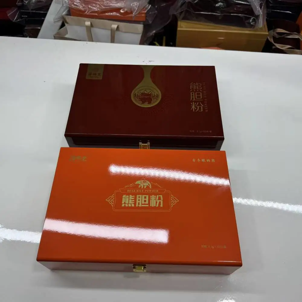 黑色烤漆木盒 熊胆粉木盒包装 清心丸木盒包装 白酒木盒定做