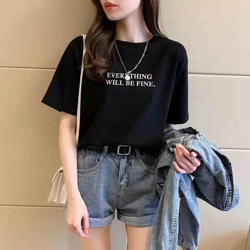 宁波北仑学生夏季新款打底衫韩版白色短袖T恤抖音快手直播货源