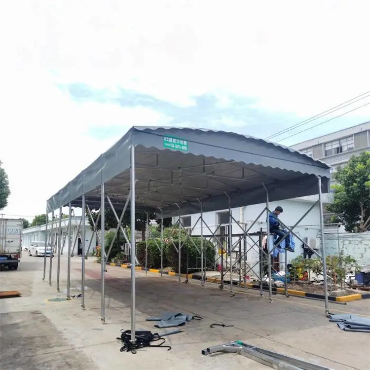 天津雨棚厂搭建500平方仓库活动雨蓬推拉棚工期3天