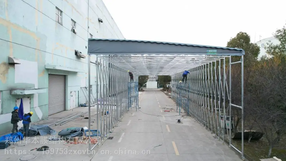 潮州市 大型推拉棚 厂房伸缩电动棚 推拉雨蓬