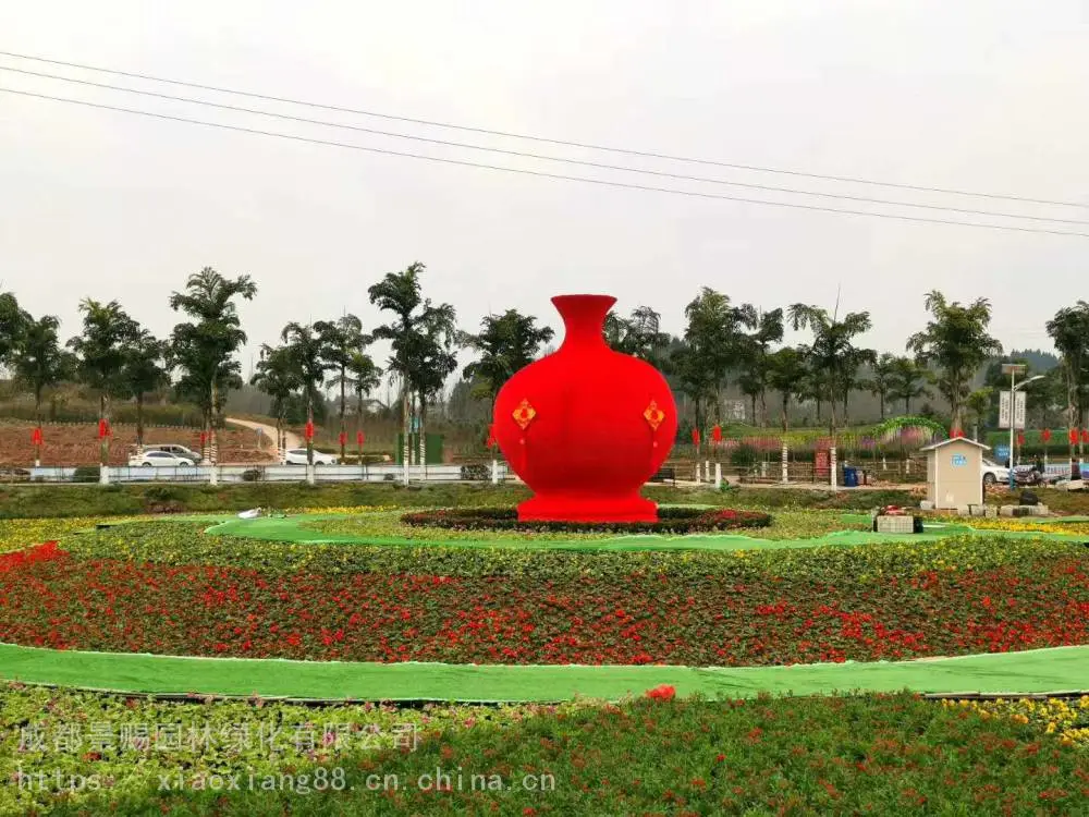 四川资阳绿雕设计素材 ,一帆风顺造型花雕景赐雕塑仿真绿雕定制