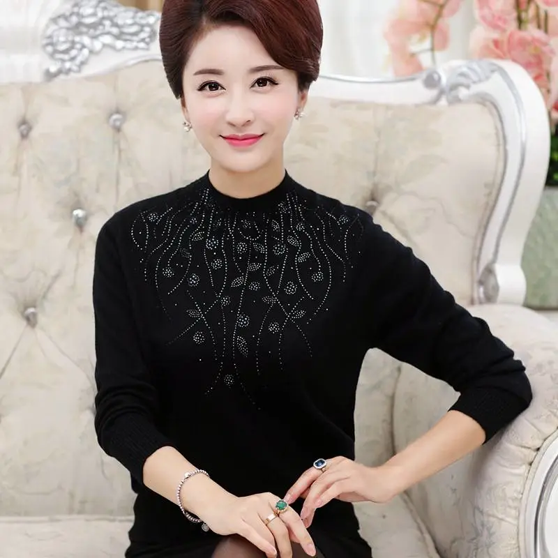山西运城中年妇女长袖地摊毛衣好看的衣服批发网那找地摊货源圆领男装上衣
