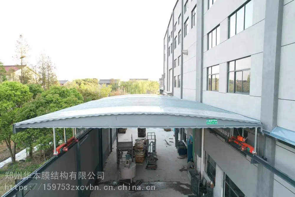 潮州市 大型推拉棚 厂房伸缩电动棚 推拉雨蓬
