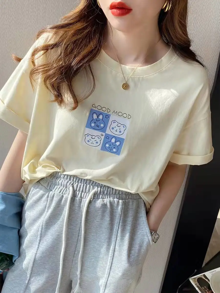 温州平阳学生夏季新款打底衫韩版白色短袖T恤圆领T恤货源