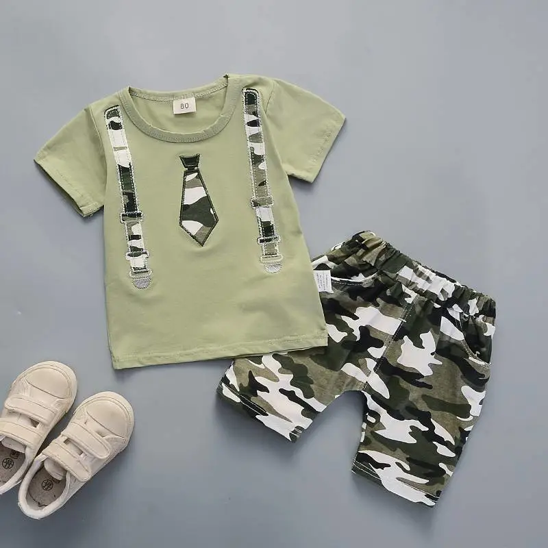 湖北地摊服装批发儿童短袖套装夏季纯棉中小童宝宝套装韩版批发衣服***
