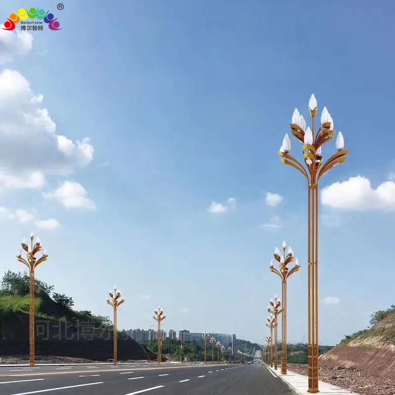 博尔勃特10米大型LED玉兰灯Q235钢材镀锌防腐玉兰灯