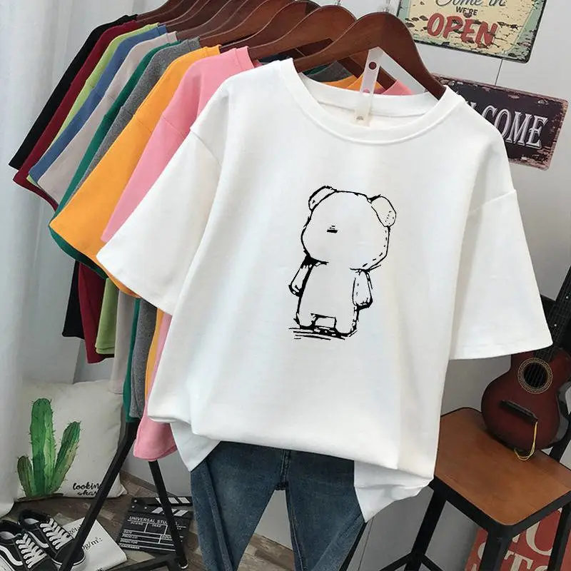 跨境电商尾货货源简约圆领印花打底衫老北京地摊批发服装在哪里