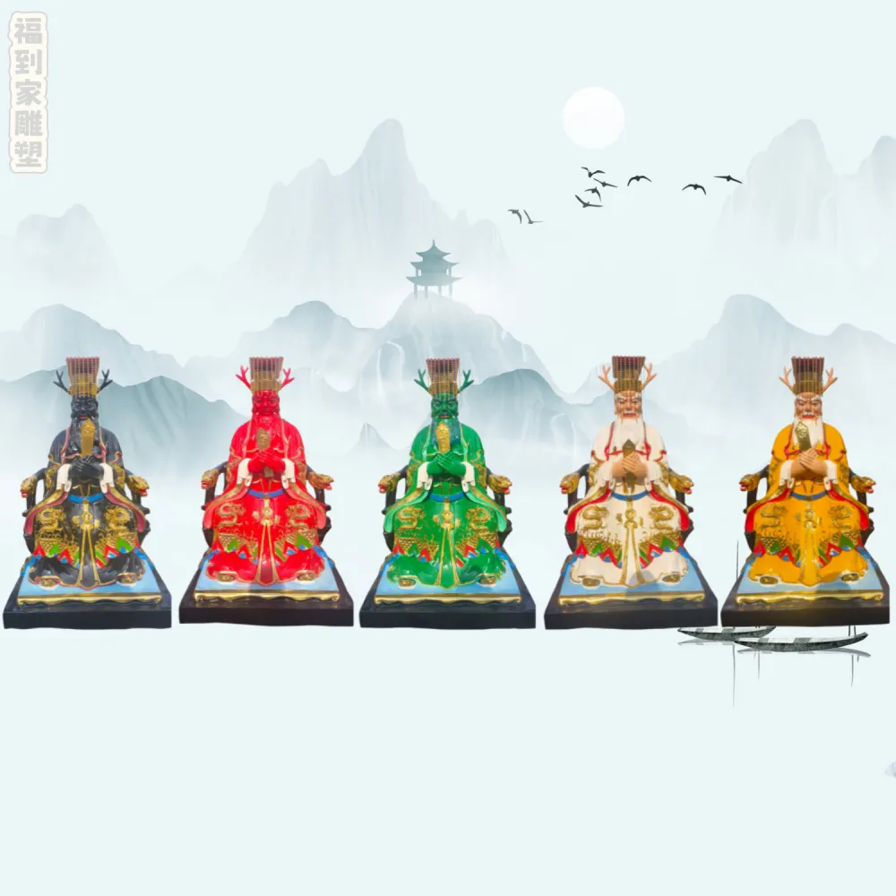 五方龙王神像制作1.6米五帝龙王五色龙王夜叉判官树脂雕塑
