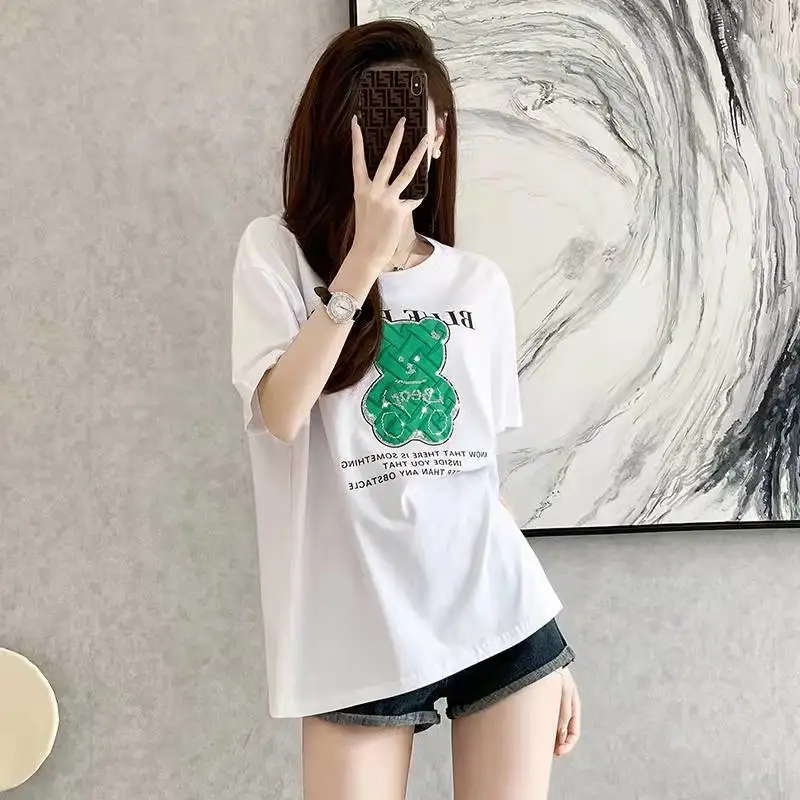 宁波北仑学生夏季新款打底衫韩版白色短袖T恤抖音快手直播货源