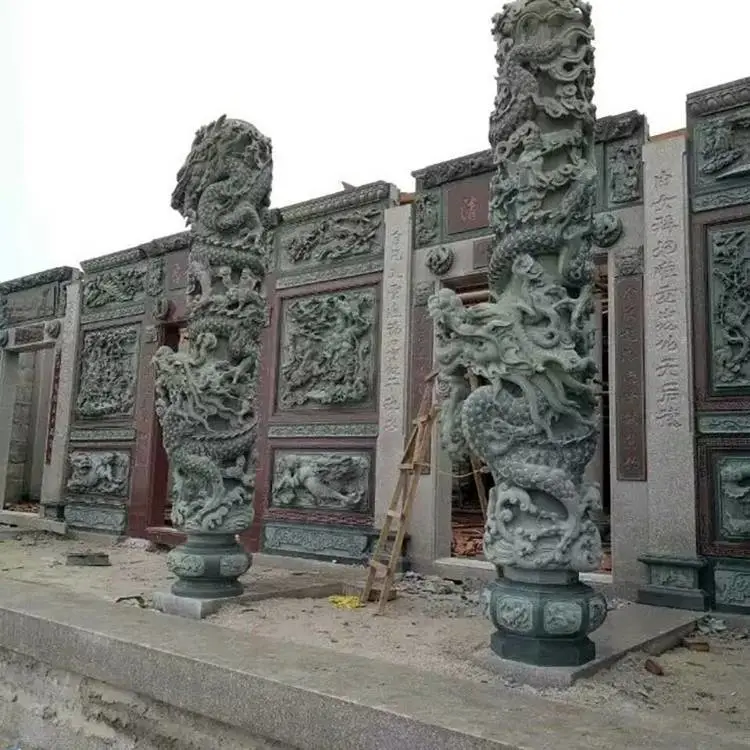 石龙柱 盘龙柱 祠堂古建筑专用 花岗岩手工雕刻 支持定制尺寸