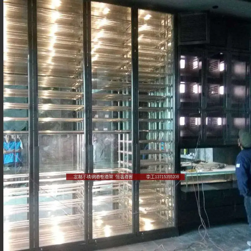 格瑞鑫 日料餐厅不锈钢恒温酒柜 不锈钢酒柜设备效果图尺寸