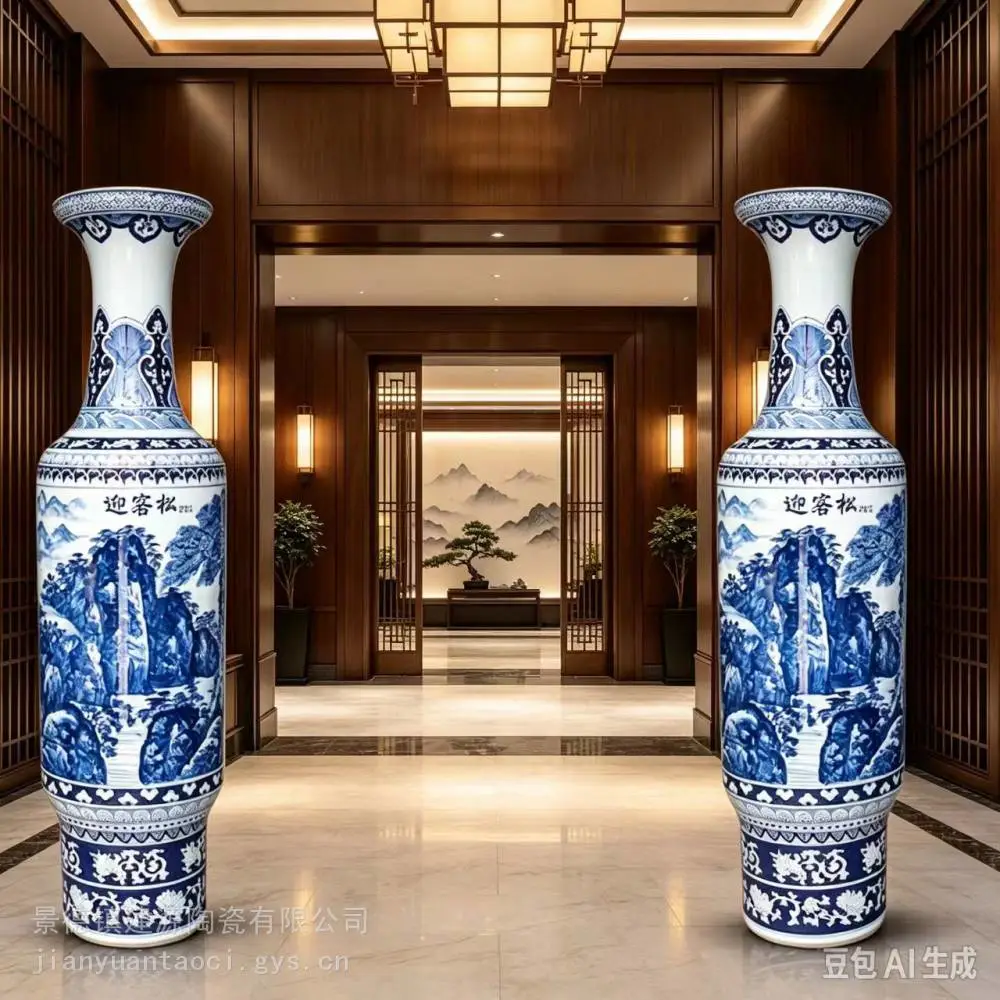 建源陶瓷手绘摆件陶瓷大花瓶 开业礼品装饰 1.6米-3.6米高大瓷瓶