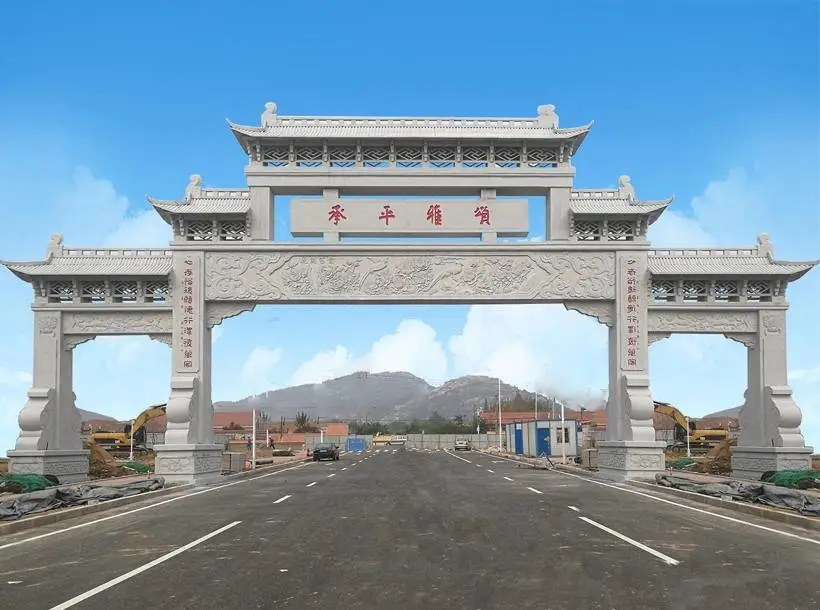 湖南湘西州凤凰县墓地青石牌坊农村单门牌楼制作嘉祥石雕