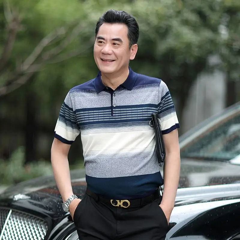 尾货市场男装条纹翻领10元地摊货批发市场一手货源***男装