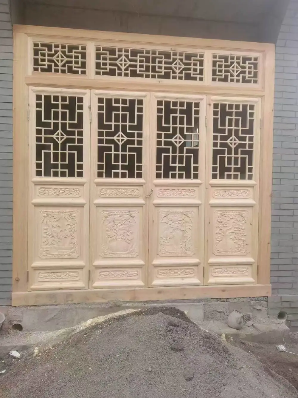 寺庙***木花格门窗 手工雕花实木花窗 古建榫卯花格定制厂家