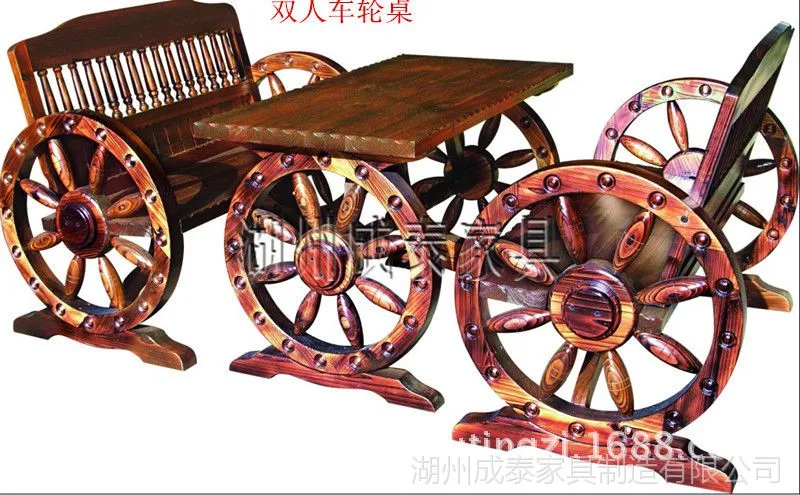 双人车轮桌