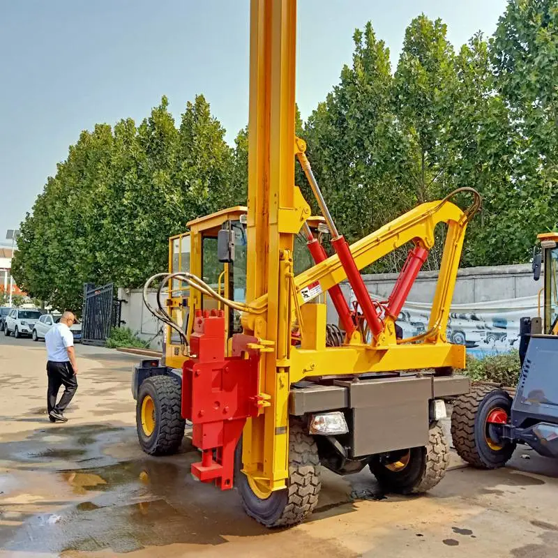 高速公路护栏打桩机 改装装载机护栏压桩机 波形护栏打桩机