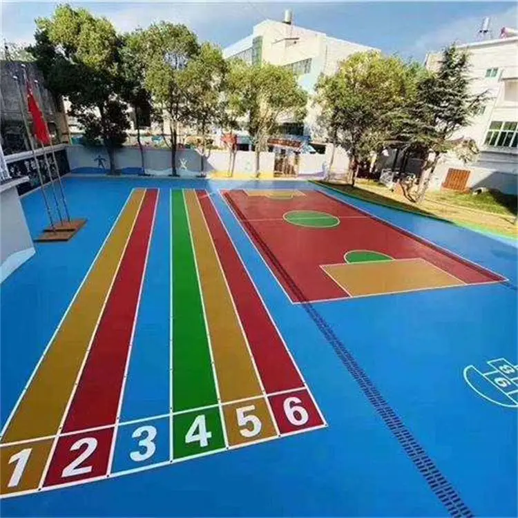 亿傲泰体育户外EPDM 学校塑胶跑道材料工厂 硅pu地胶幼儿园橡胶颗粒场地包施