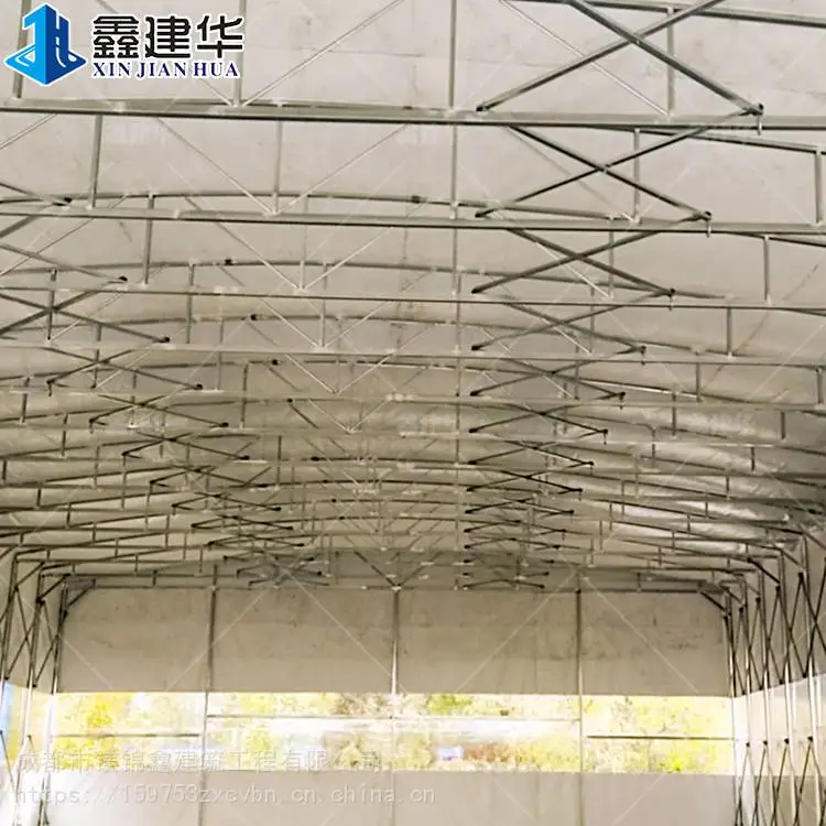 烨兴膜结构伸缩帆布固定棚钢结构雨棚价格及图片