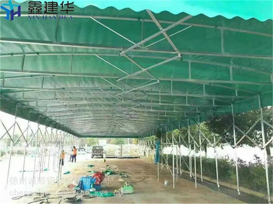广东电动雨棚推拉雨蓬仓储堆货雨棚生产厂家