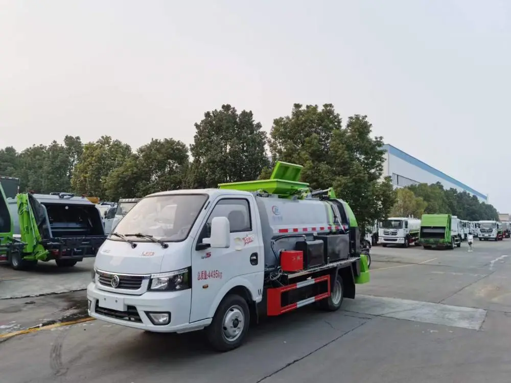 小多利卡蓝牌学校饭堂余厨垃圾车推板卸料