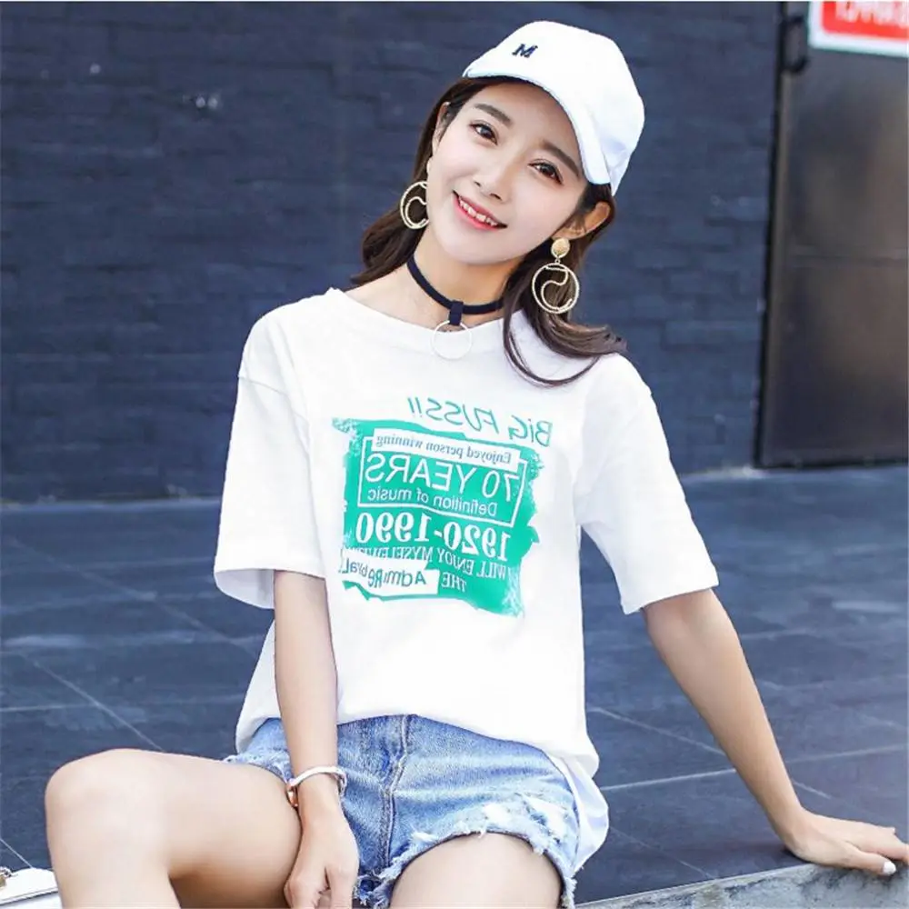 广东潮州***破坏王短袖女上衣上海七浦路服装批发市场T恤女短袖宽松简约