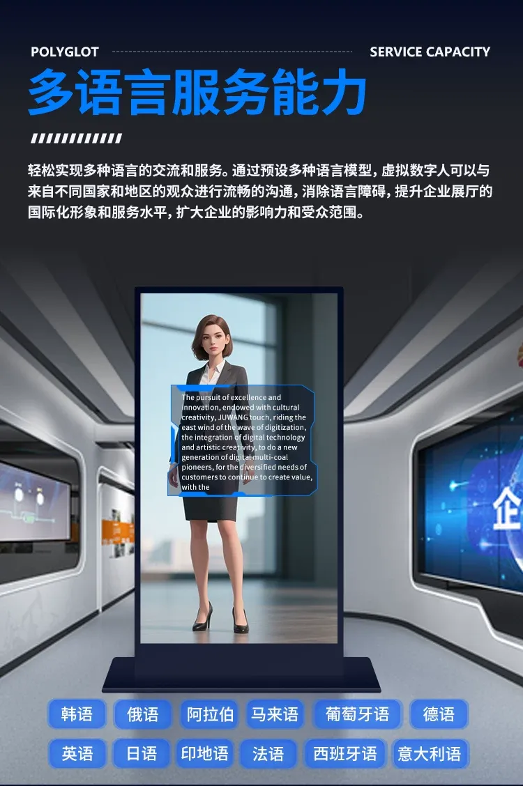 AI数字人触摸屏导览一体机触摸屏展馆虚拟人互动智能交互