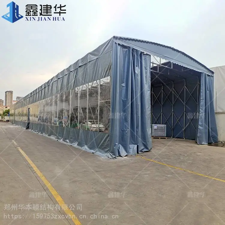 厦门膜结构促销棚电动控制棚悬空电动雨棚