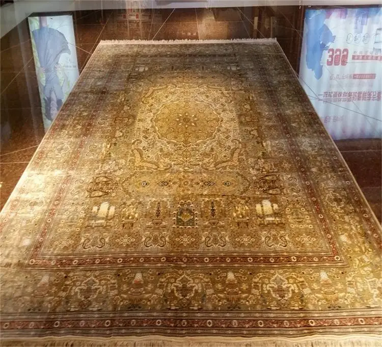 9x12ft手工编制真丝仿古色高密度收藏型客厅地毯